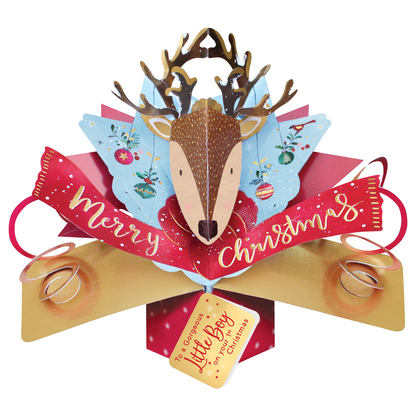 Festive Reindeer Pop Up Christmas Greeting Card Friends & Family