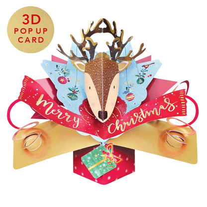 Festive Reindeer Pop Up Christmas Greeting Card Friends & Family