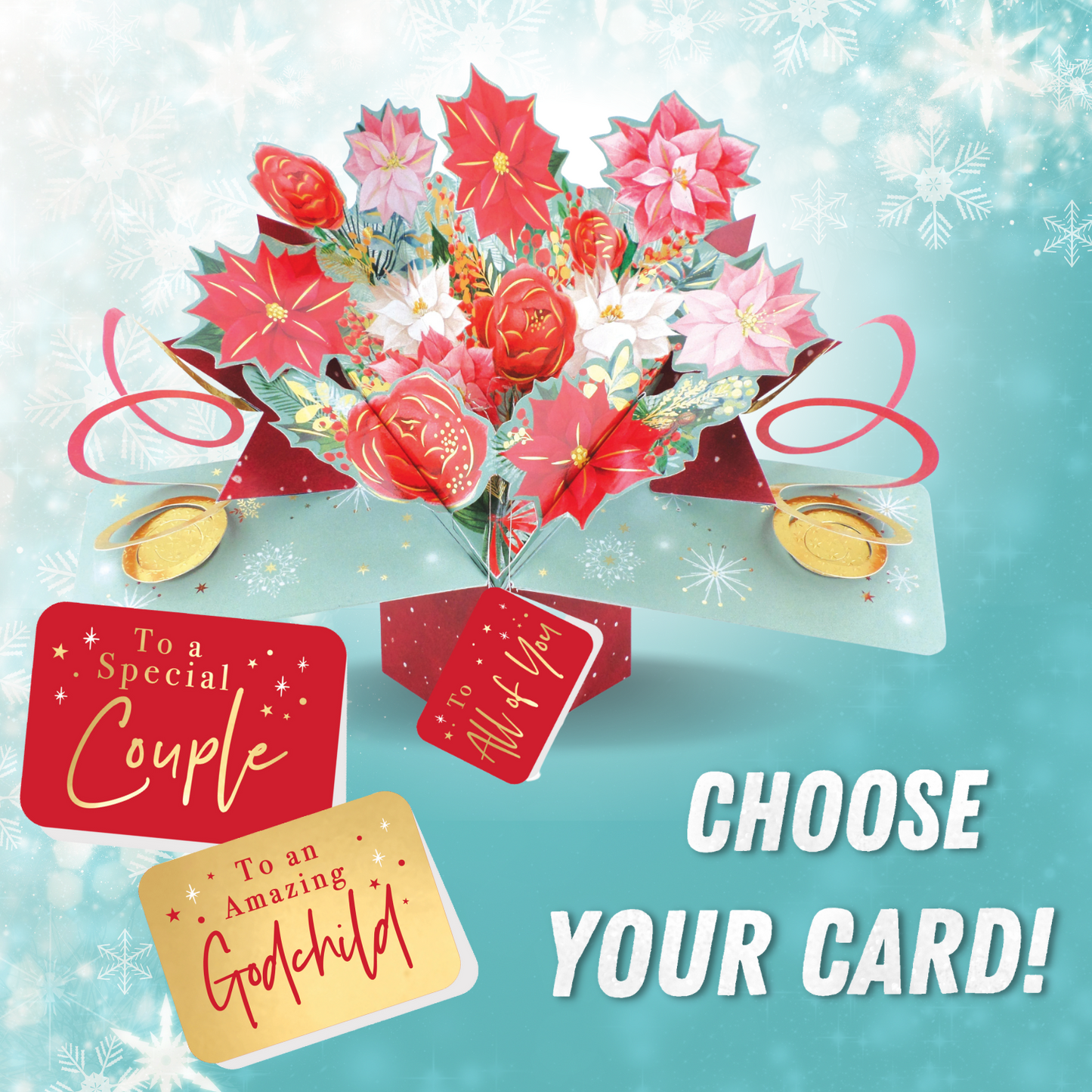 Christmas Bouquet Pop Up Christmas Greeting Card Friends & Family