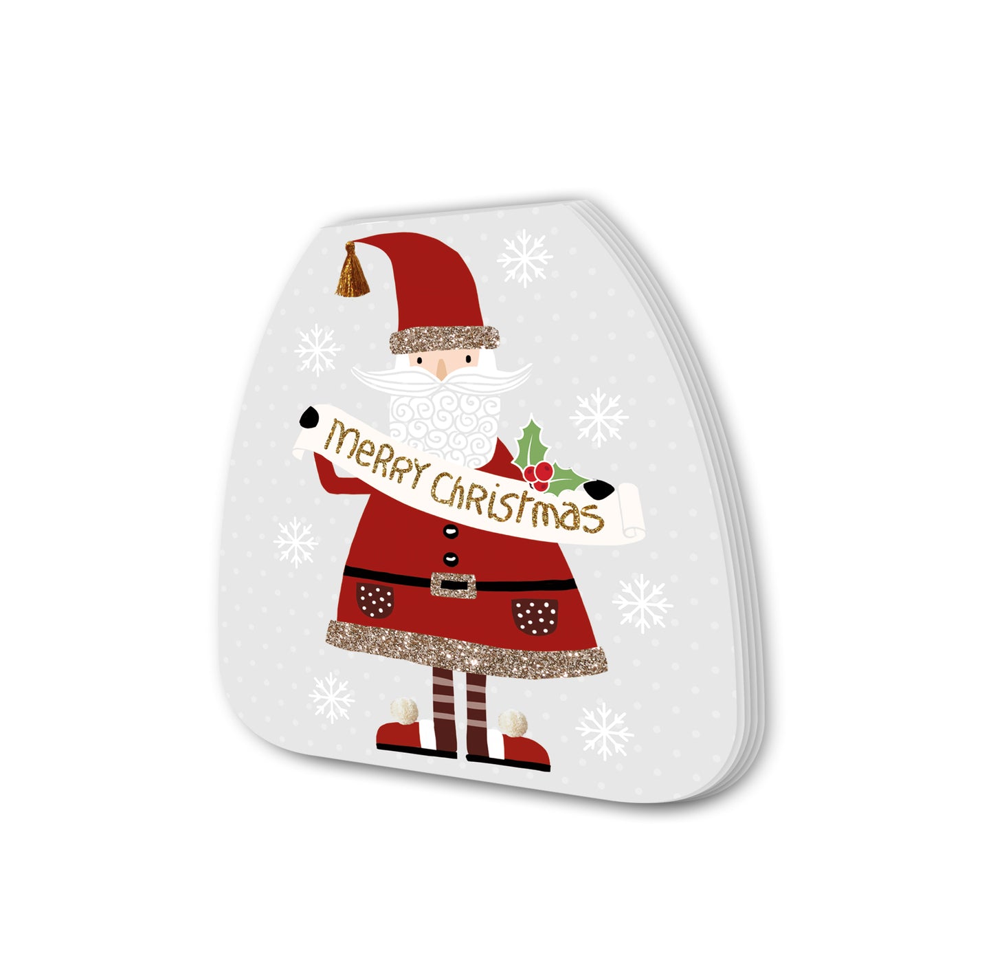 Santa With Banner Festive Shaped Christmas Notepad