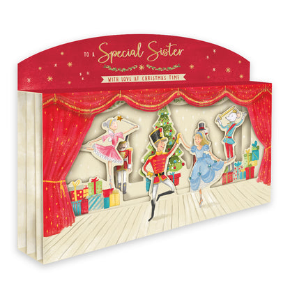 Special Sister Spectacular 3D Nutcracker Scene Christmas Card