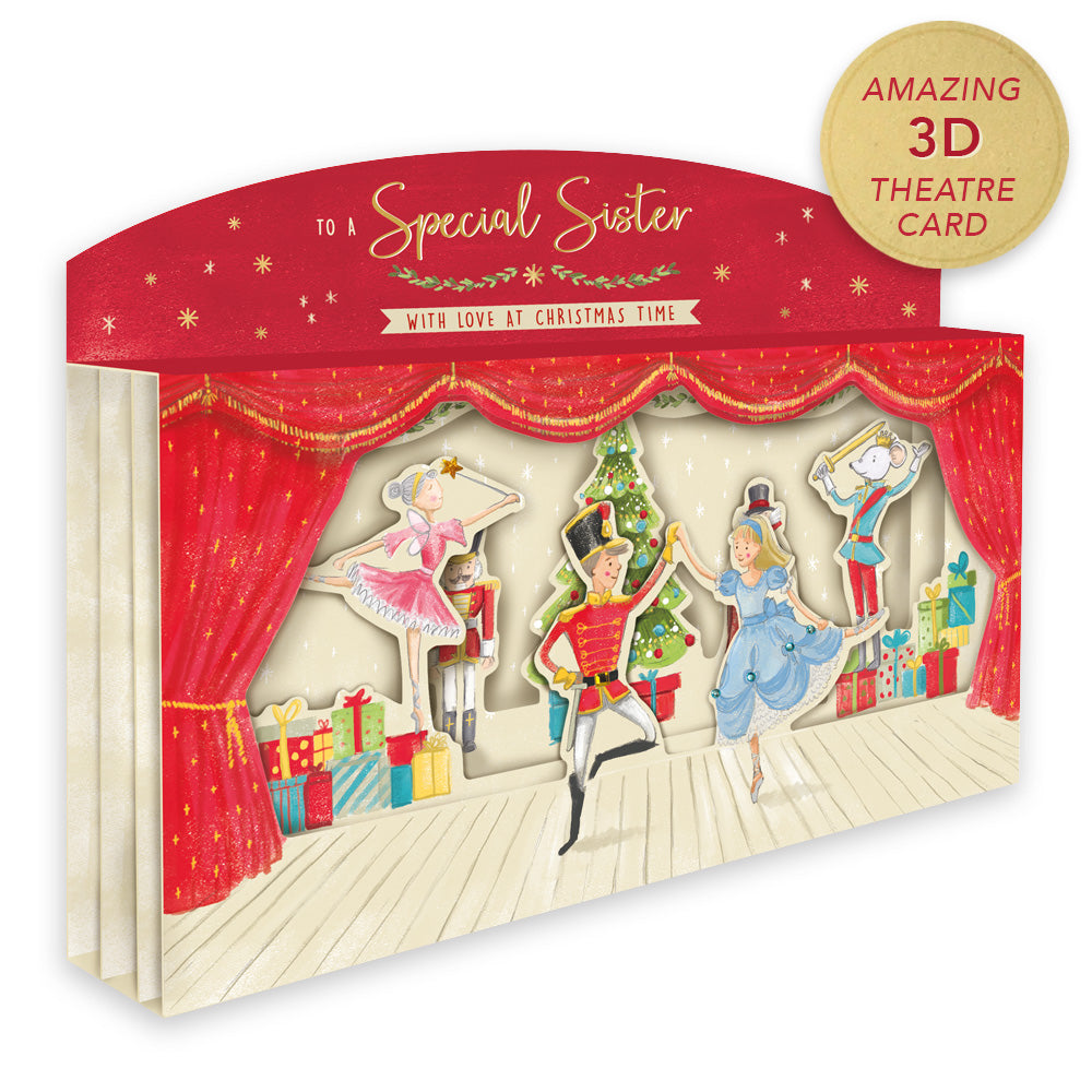 Special Sister Spectacular 3D Nutcracker Scene Christmas Card