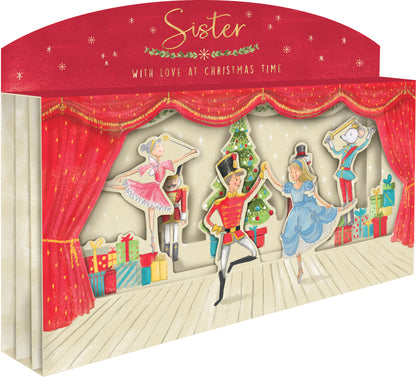 Special Sister Spectacular 3D Nutcracker Scene Christmas Card