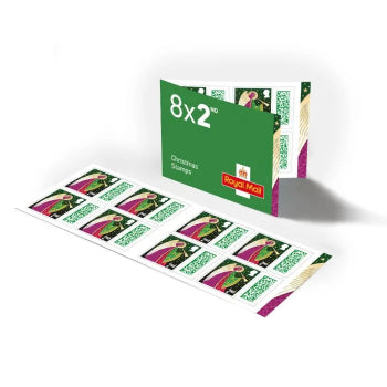 8 x 2nd Class Christmas Postage Stamps In Book