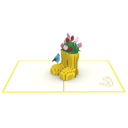 Gardeners Flowers Pop Up Greeting Card