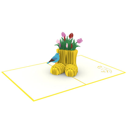 Gardeners Flowers Pop Up Greeting Card