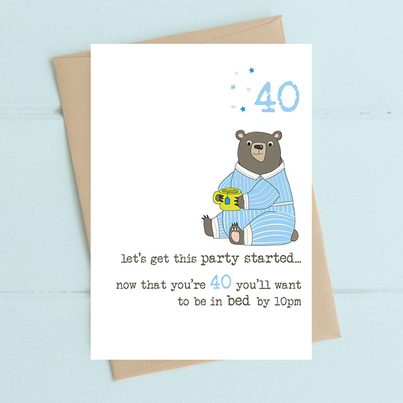 Bed By 10pm 40th Birthday Greeting Card