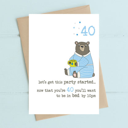 Bed By 10pm 40th Birthday Greeting Card