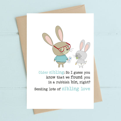 Rubbish Bin Sending Lots Of Sibling Love Greeting Card