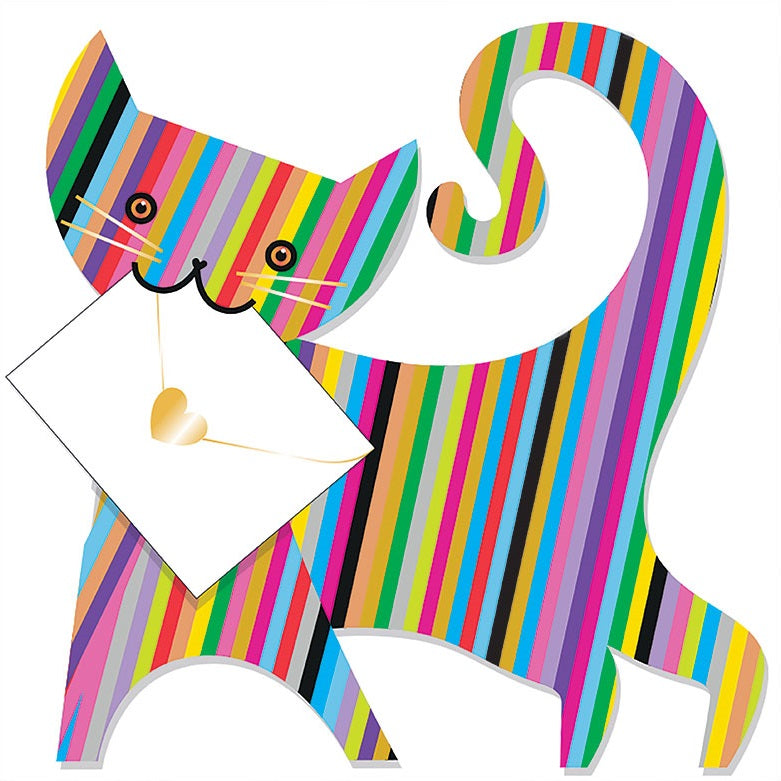 Rainbow Cat 3D Animal Shaped Any Occasion Greeting Card