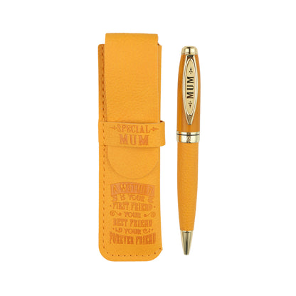 Special Mum Forever Friend Bamboo Pen With Faux Leather Pouch