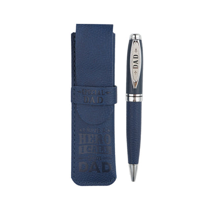 Special Dad I Call Him My Hero Bamboo Pen With Faux Leather Pouch