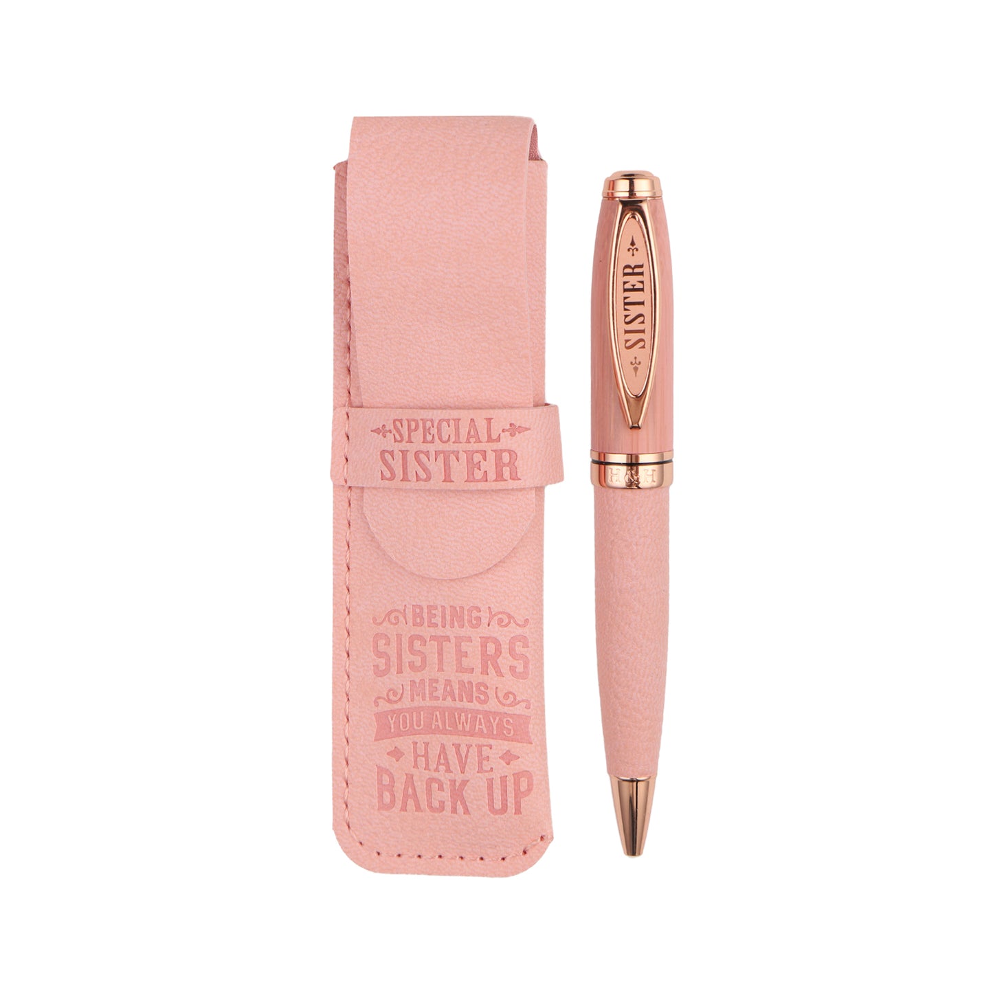 Special Sister My Back Up Bamboo Pen With Faux Leather Pouch