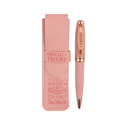 Special Friend Always My Friend Bamboo Pen With Faux Leather Pouch