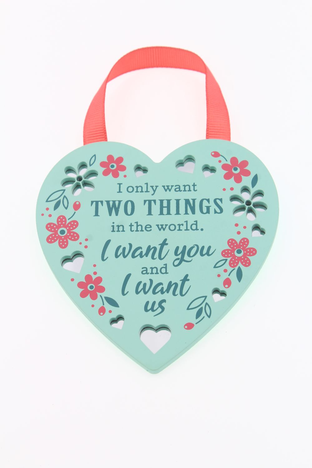 I Want You & Us Reflective Words Hanging Plaque With Ribbon