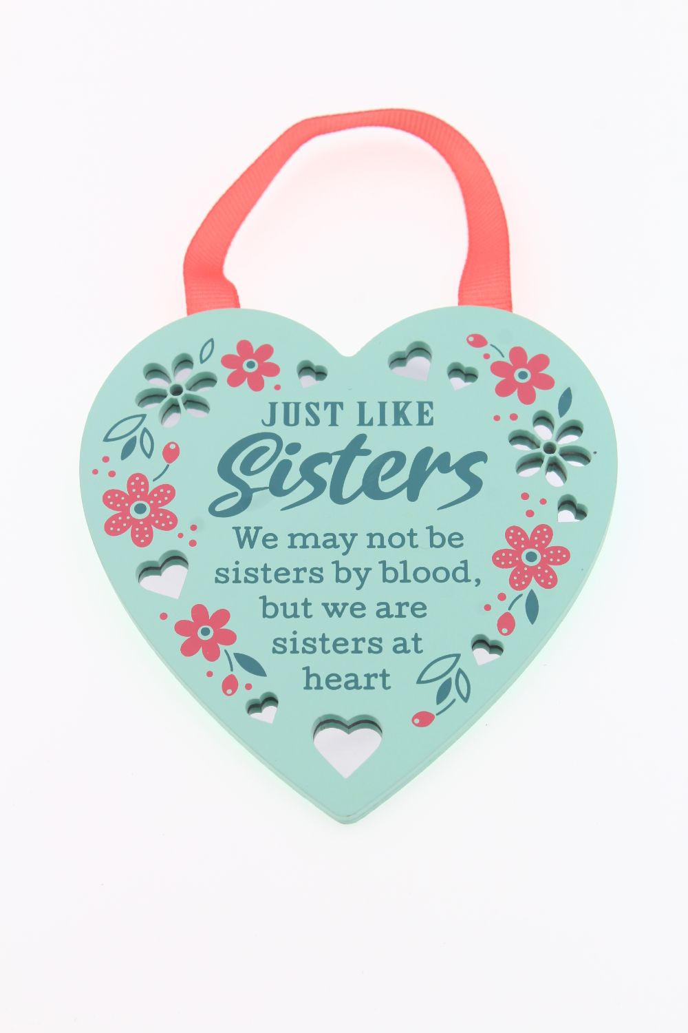 Just Like Sisters Reflective Words Hanging Plaque With Ribbon