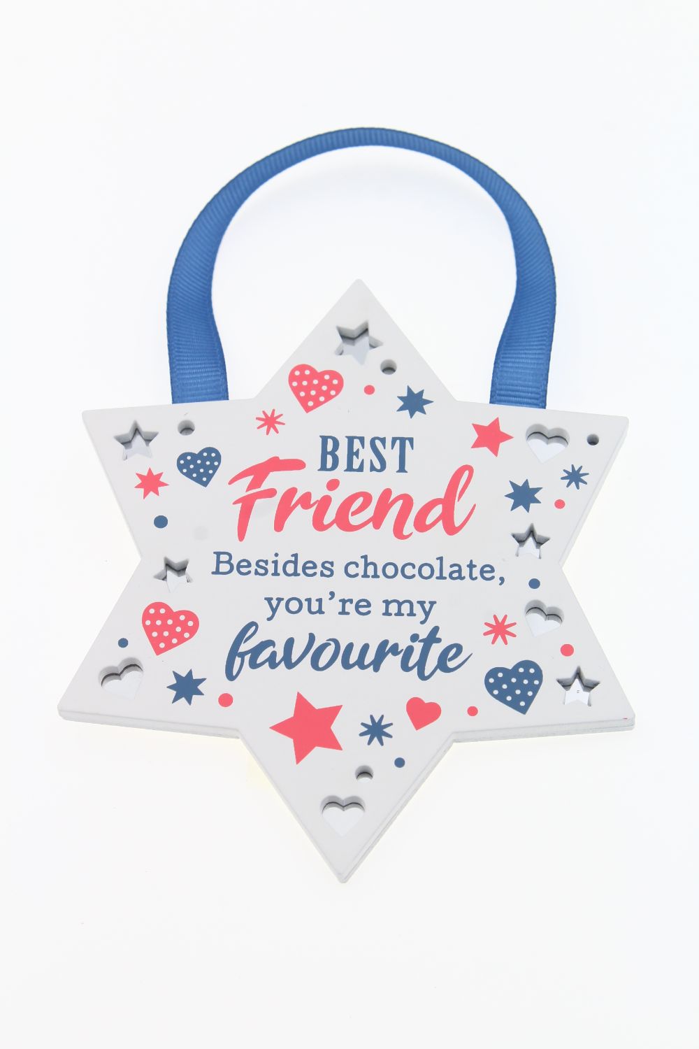Best Friend Reflective Words Hanging Plaque With Ribbon