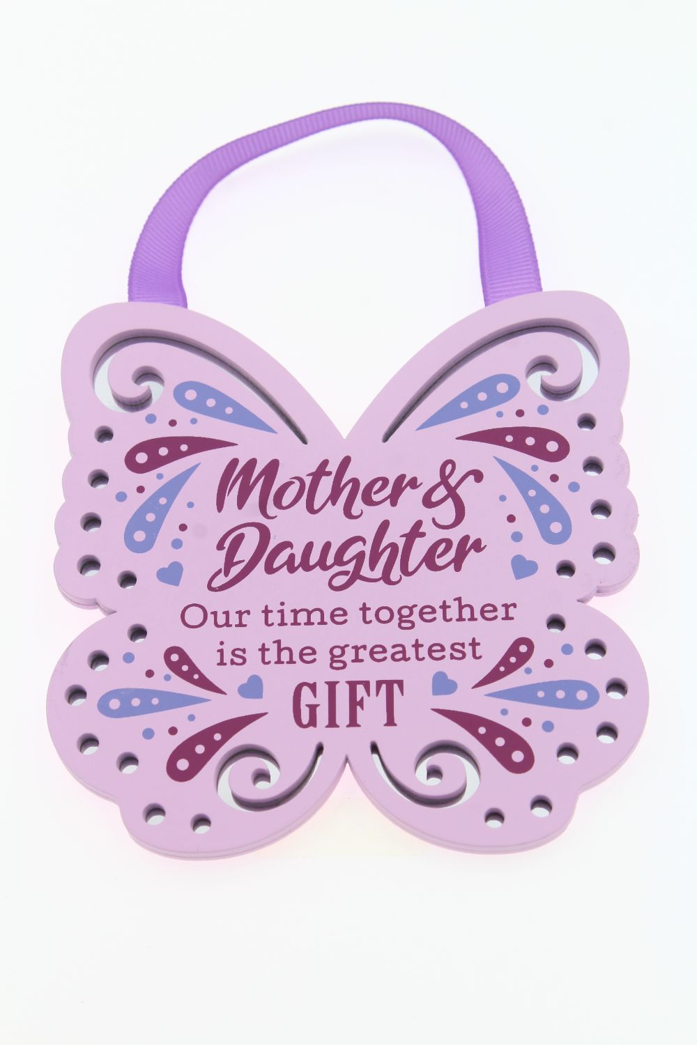 Mother & Daughter Reflective Words Hanging Plaque With Ribbon