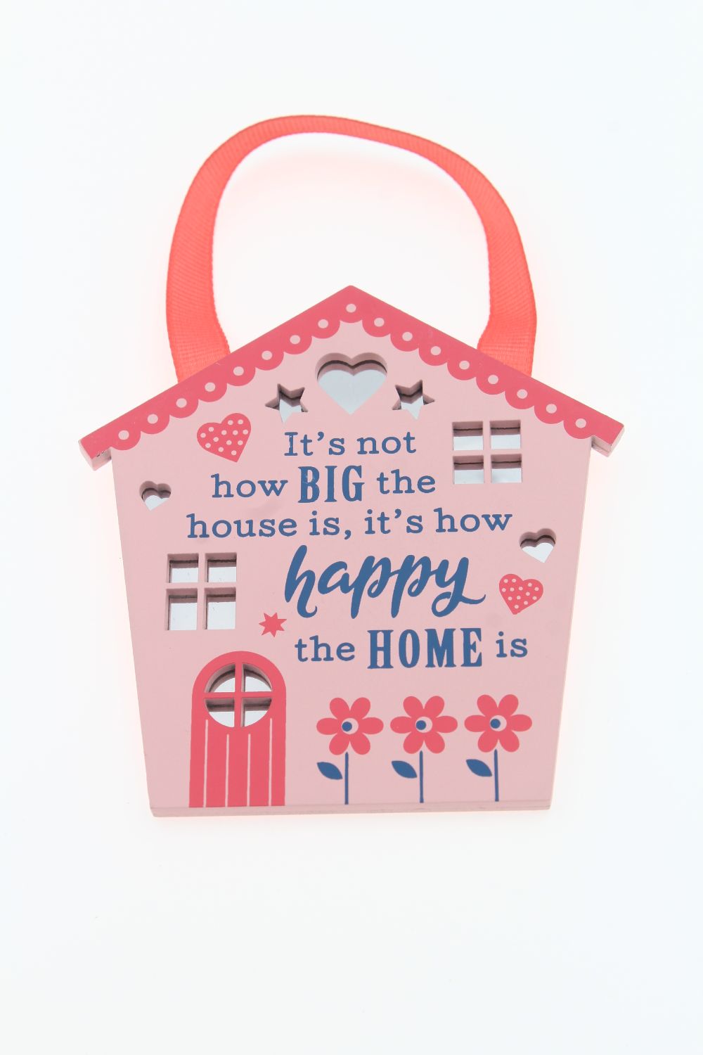Happy Home Reflective Words Hanging Plaque With Ribbon
