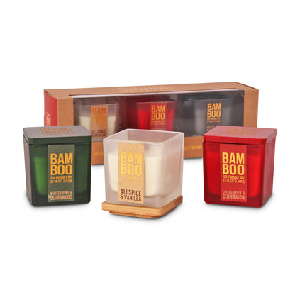 Heart & Home Bamboo Mini Scented Candle Christmas Gift Set