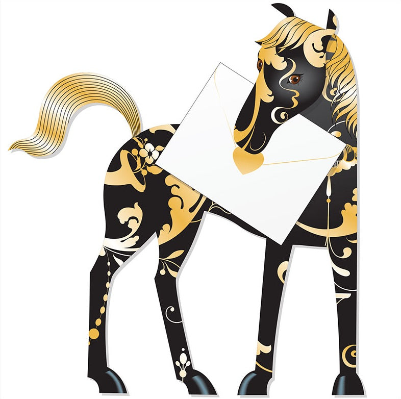 Midnight Horse 3D Animal Shaped Any Occasion Greeting Card