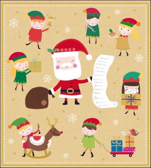 Pack of 5 Santa & Elves Samaritans Charity Christmas Cards
