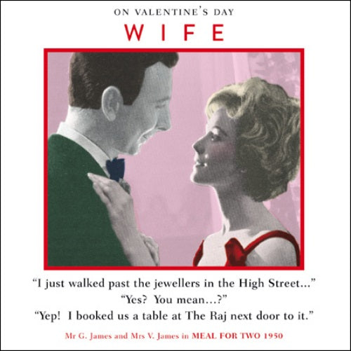Wife Funny Valentines Day Retro Greeting Card