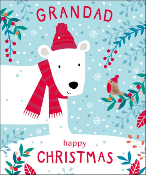 Grandad Cute Tiger Tail Christmas Greeting Card