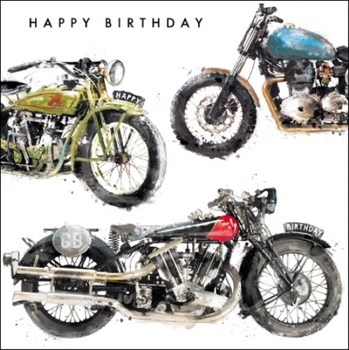 Classic Motorbike Birthday Greeting Card
