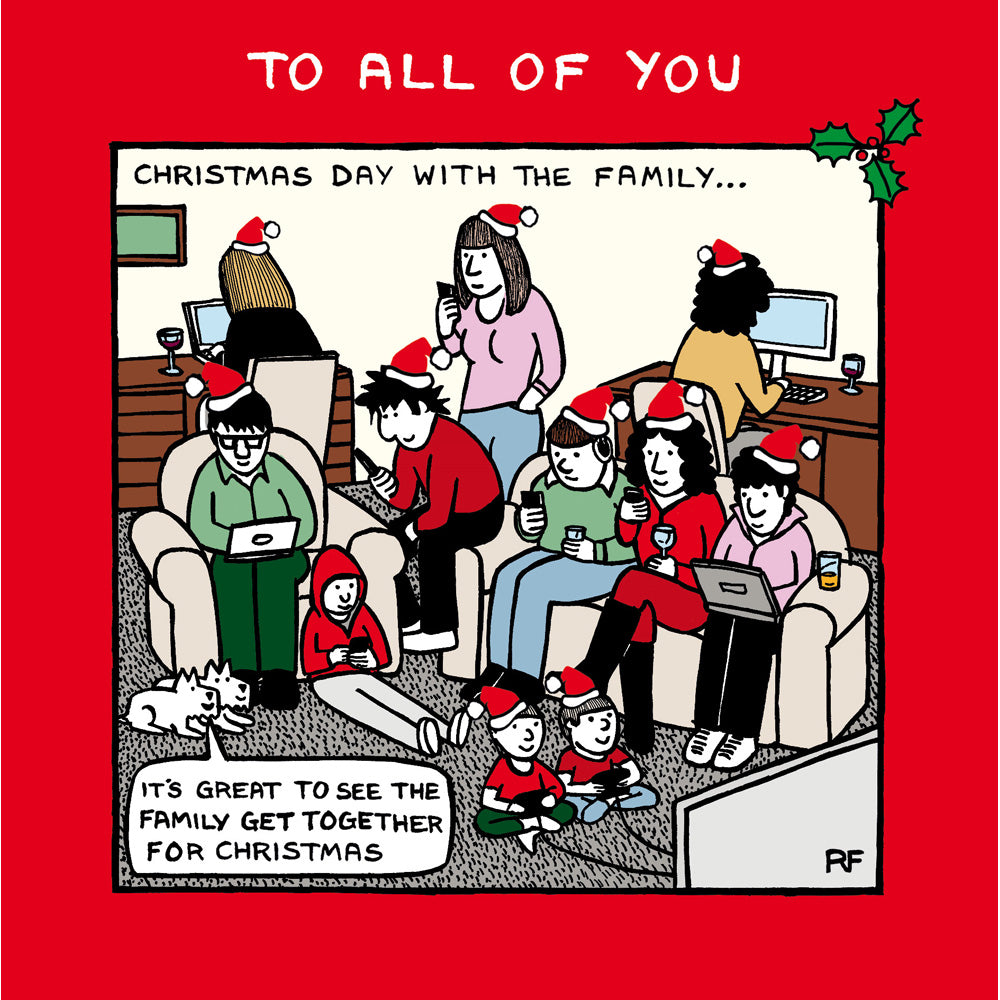 Christmas Day With The Family Off The Leash Cartoon Dog Humour Christmas Card