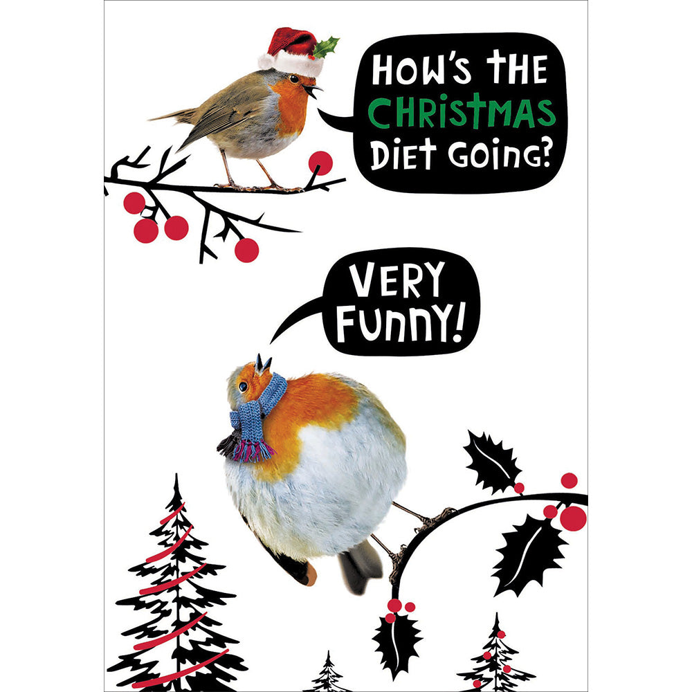 Funny Crackerjack Robin Christmas Diet Christmas Card