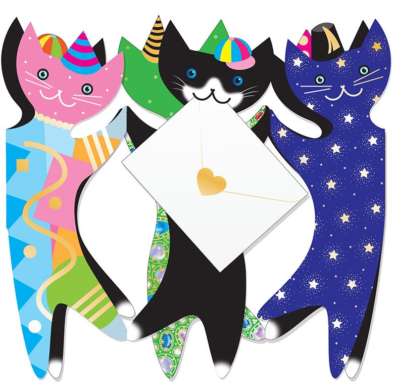 Party Cats 3D Animal Shaped Any Occasion Greeting Card