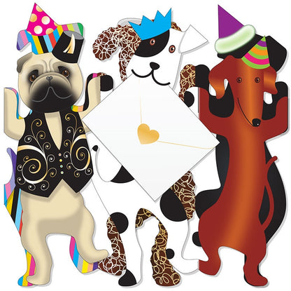 Party Dogs 3D Animal Shaped Any Occasion Greeting Card