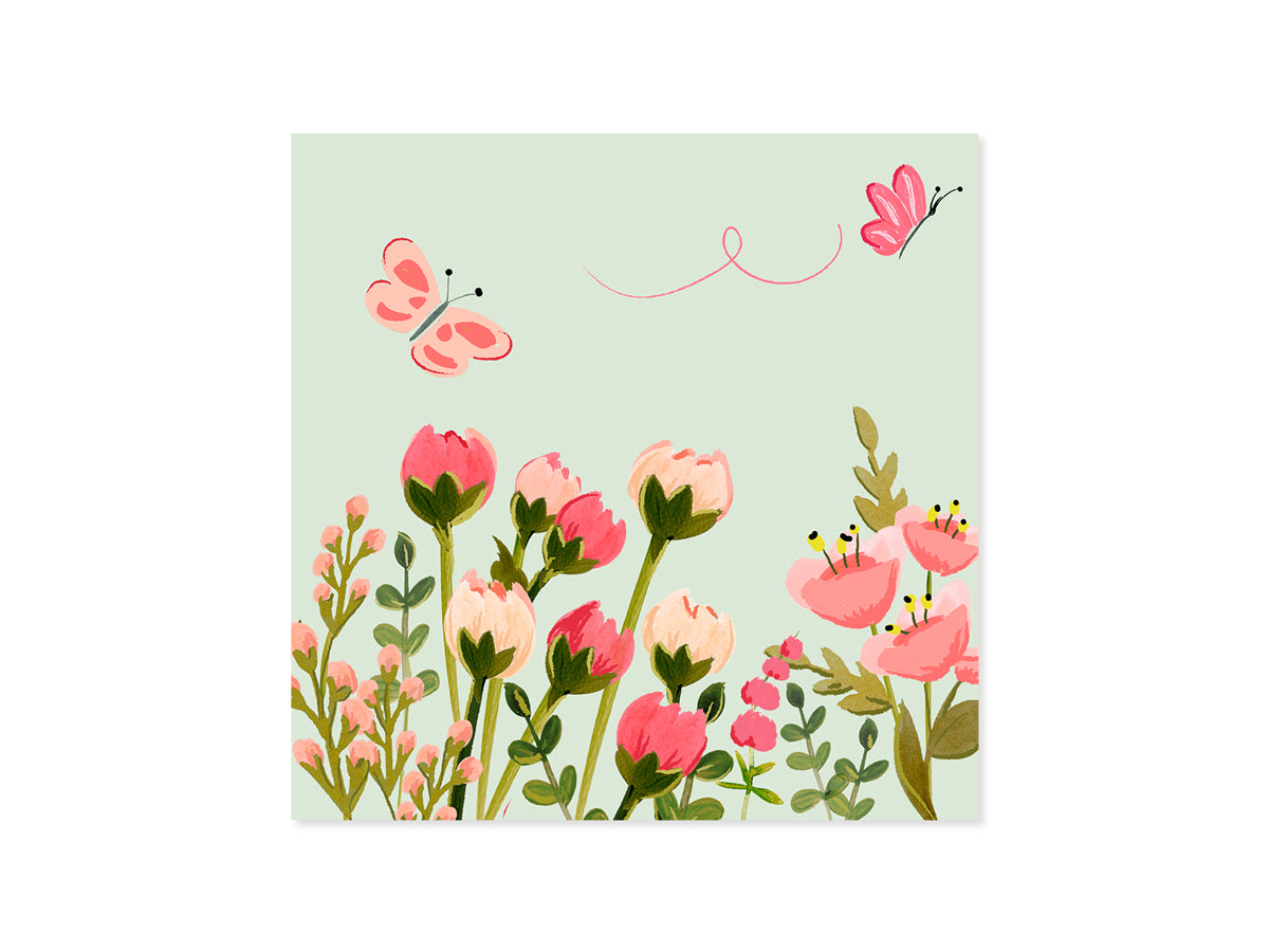Cat In The Flowers Mini Pop-Up Birthday Greeting Card