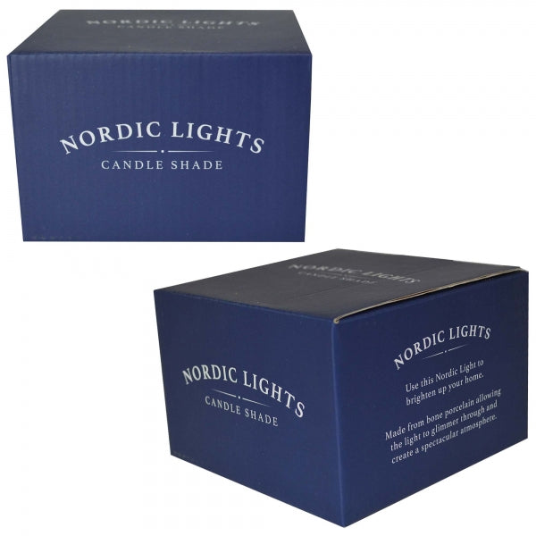 Nordic Lights Stencil Swans Bone Porcelain Candle Shade