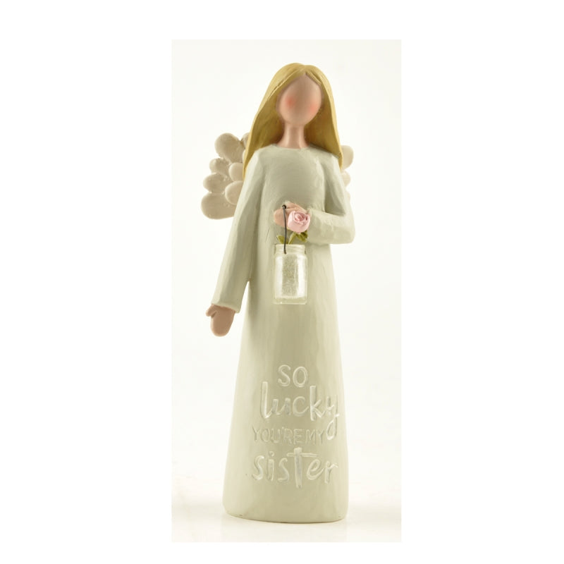 Angel Figurine So Lucky You're My Sister Guardian Angel