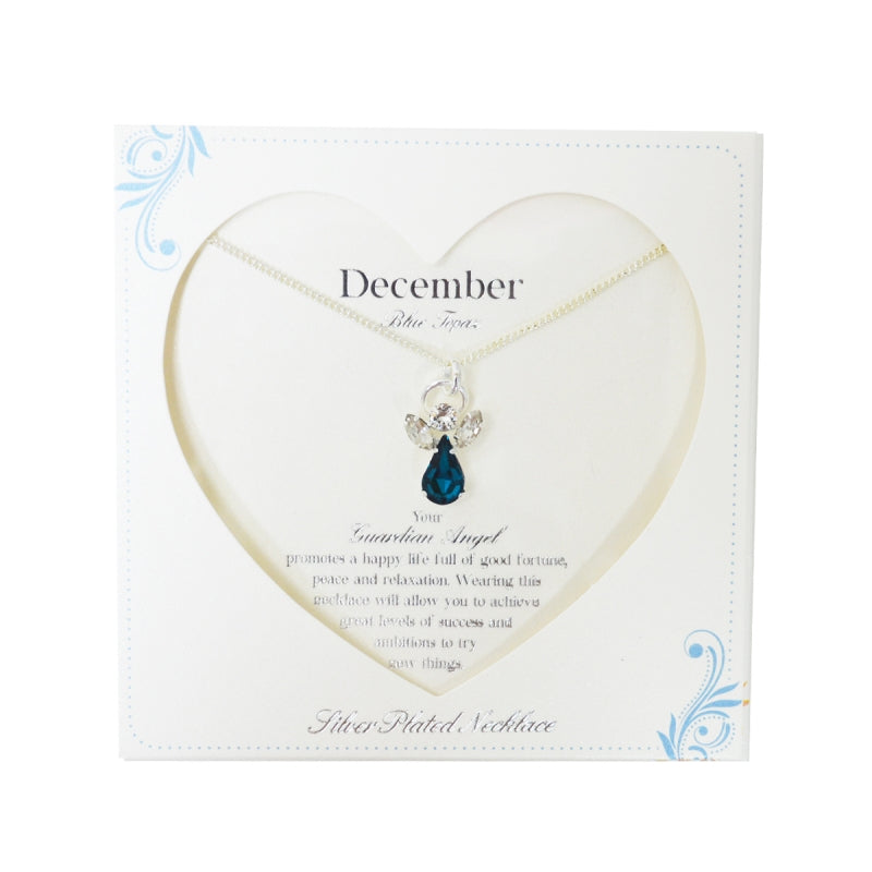 Guardian Angel December Birthstone Necklace With Gem Stone