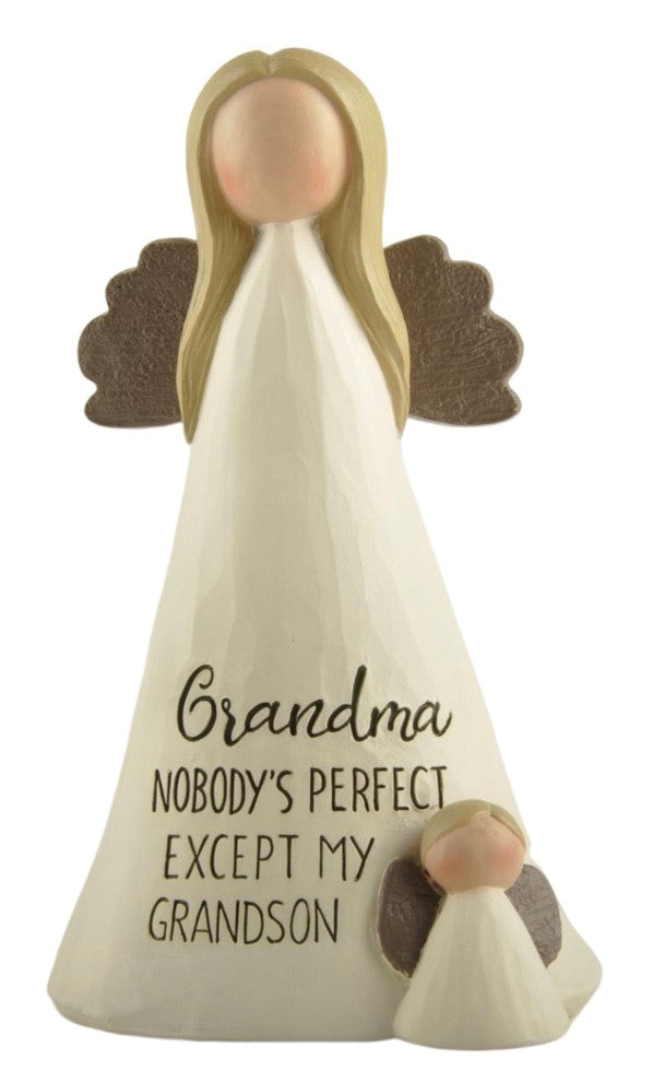 Feather & Grace Angel Figurine Grandma Perfect Grandson Guardian Angel