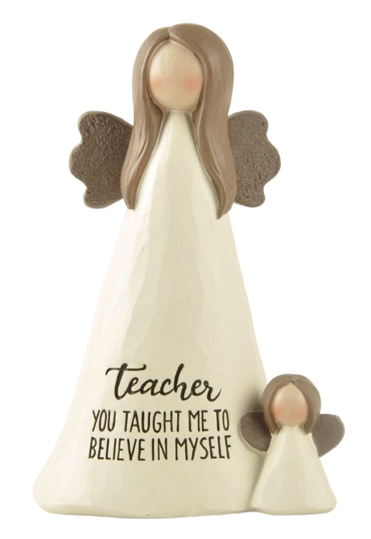 Feather & Grace Angel Figurine Teacher Taught To Believe Guardian Angel