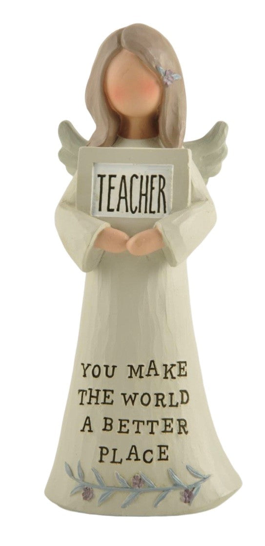 Feather & Grace Angel Figurine Teacher World A Better Place Guardian Angel