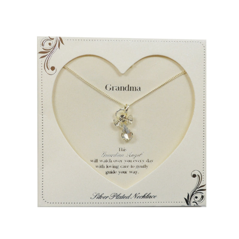 Grandma Guardian Angel Necklace With Gem Stone
