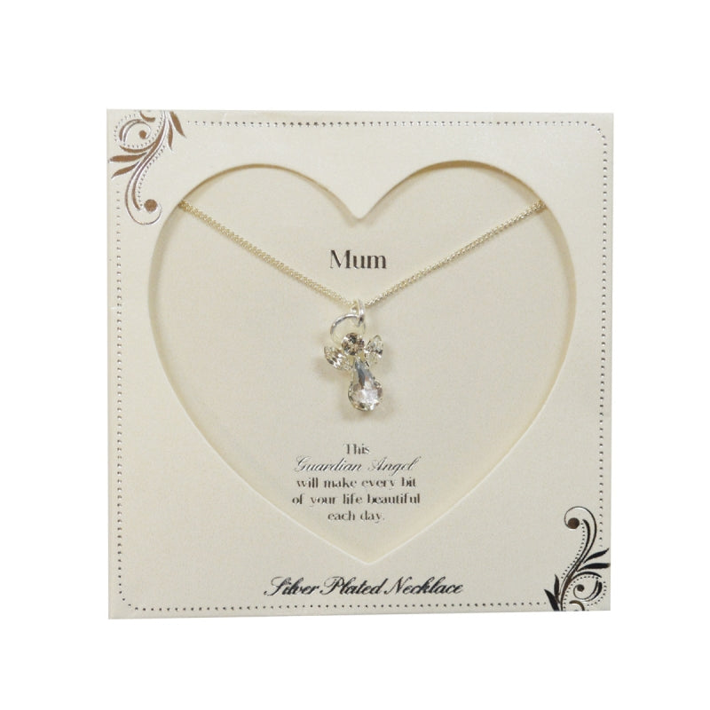 Mum Guardian Angel Necklace With Gem Stone