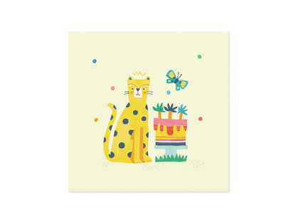 Leopard Jungle Party Cake Pop-Up Card Birthday Card