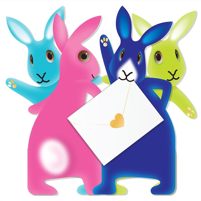 Party Bunnies 3D Animal Shaped Any Occasion Greeting Card