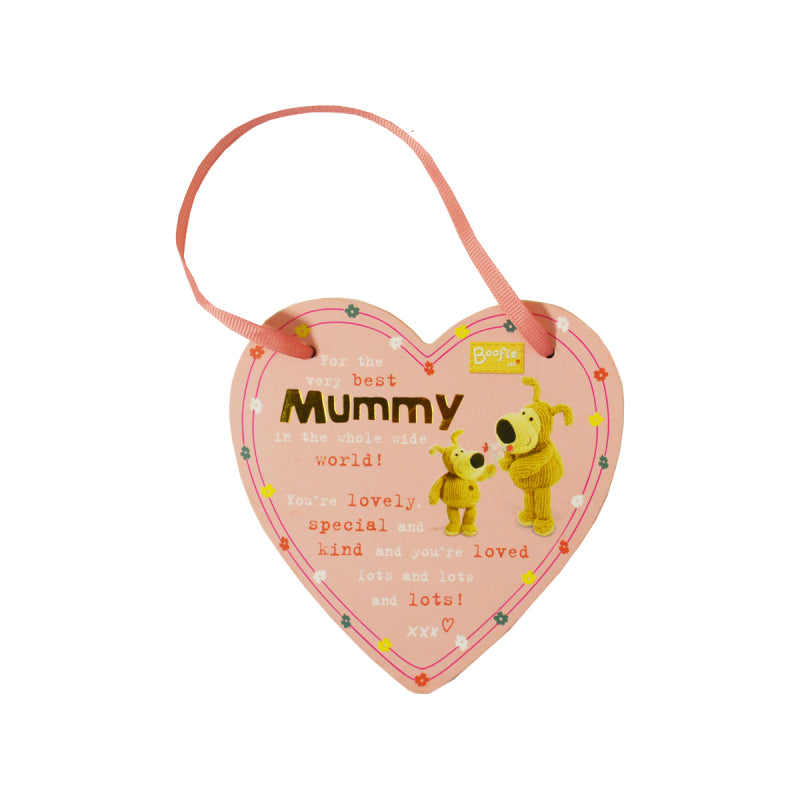 Boofle Best Mummy In The World Wooden Heart Shaped Plaque