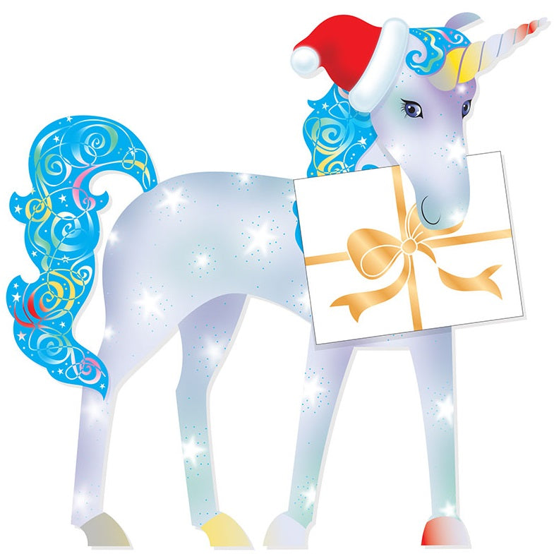 Xmas Unicorn 3D Animal Shaped Christmas Greeting Card
