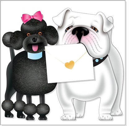 Poodle & Bulldog 3D Special Delivery Animal Greeting Card