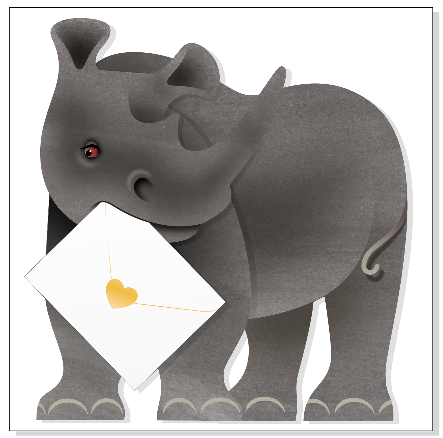 Ronny Rhino 3D Special Delivery Animal Greeting Card