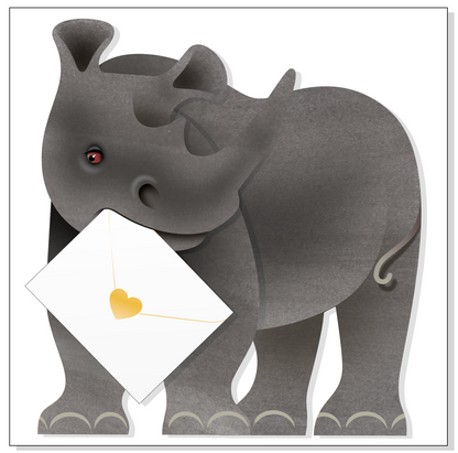 Ronny Rhino 3D Special Delivery Animal Greeting Card