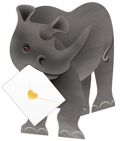 Ronny Rhino 3D Special Delivery Animal Greeting Card